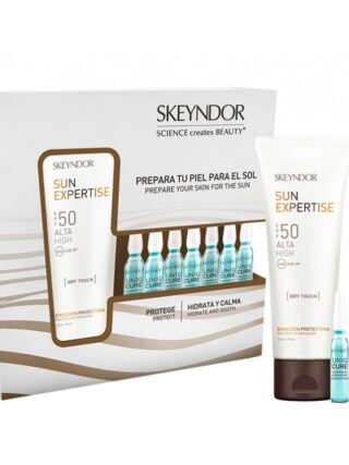 Skeyndor Sun Expertise Emulsion protectora Facial Dry Touch SPF 50 75ml + Uniqcure Sos Recovering Concentrate 4 x 2 ml + Aftersun de Skeyndor 50 ml Set Regalo.  
